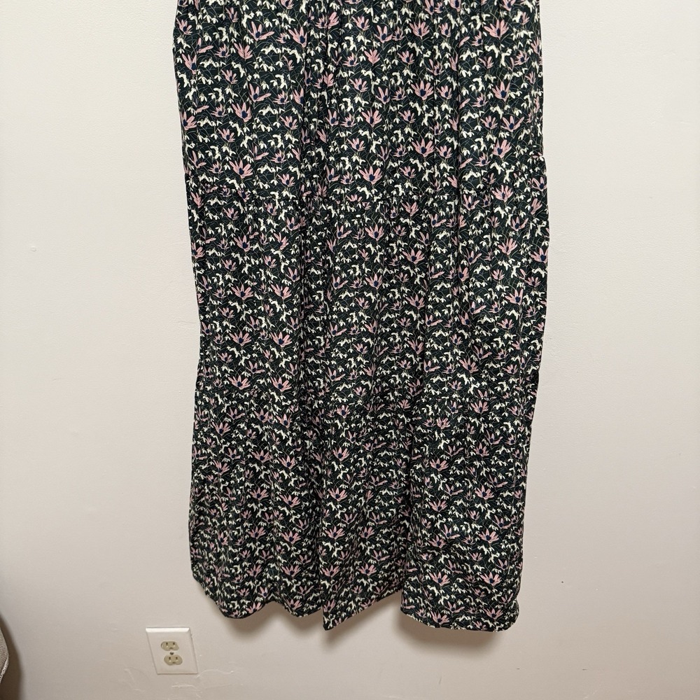 Hyacinth House Tuckernuck Green Floral Tiered Midi‎ Dress Puff Sleeve V-Neck XS - Picture 8 of 10